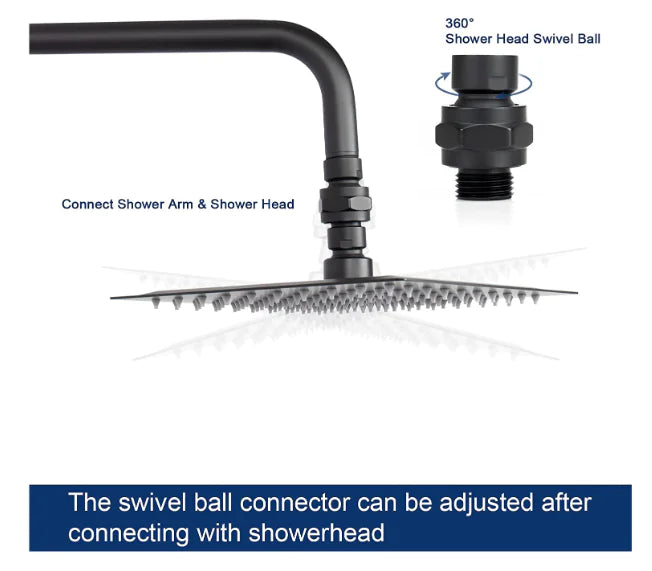 Universal Copper Shower Head Joint, Matte Black & Bright